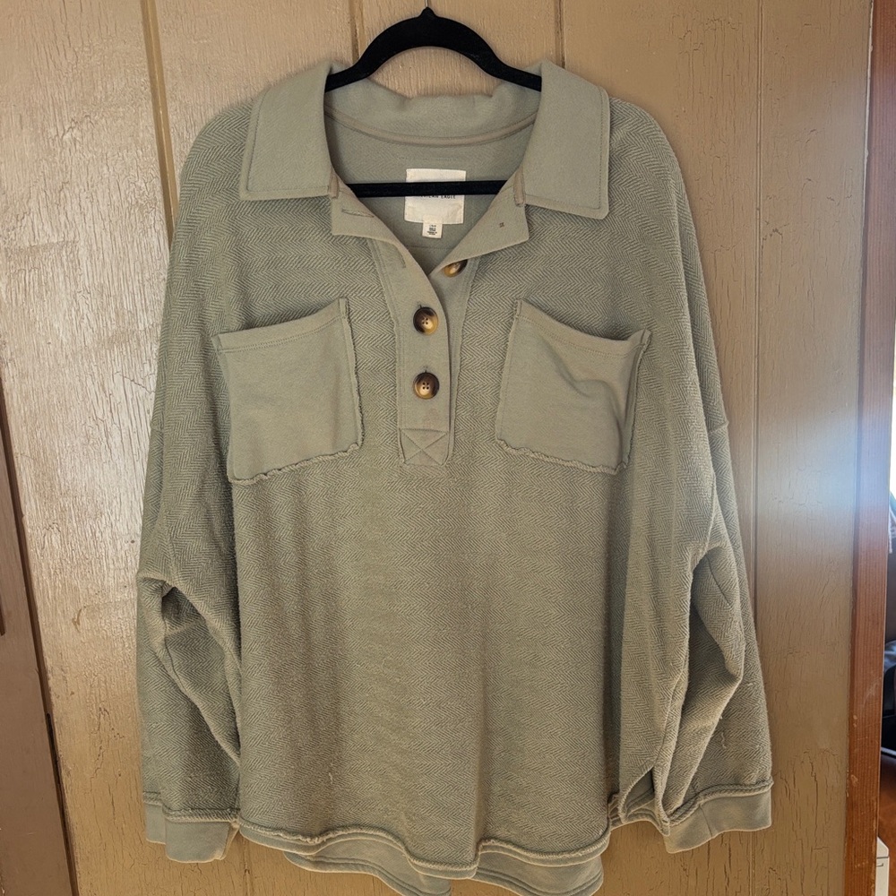 American Eagle Sage Green Button Front Sweater